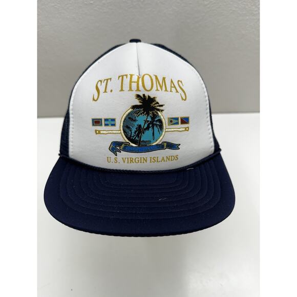 Nissin Cap Snapback Hat St. Thomas U.S Virgin Islands Rope Adjustable Vintage - Picture 1 of 8
